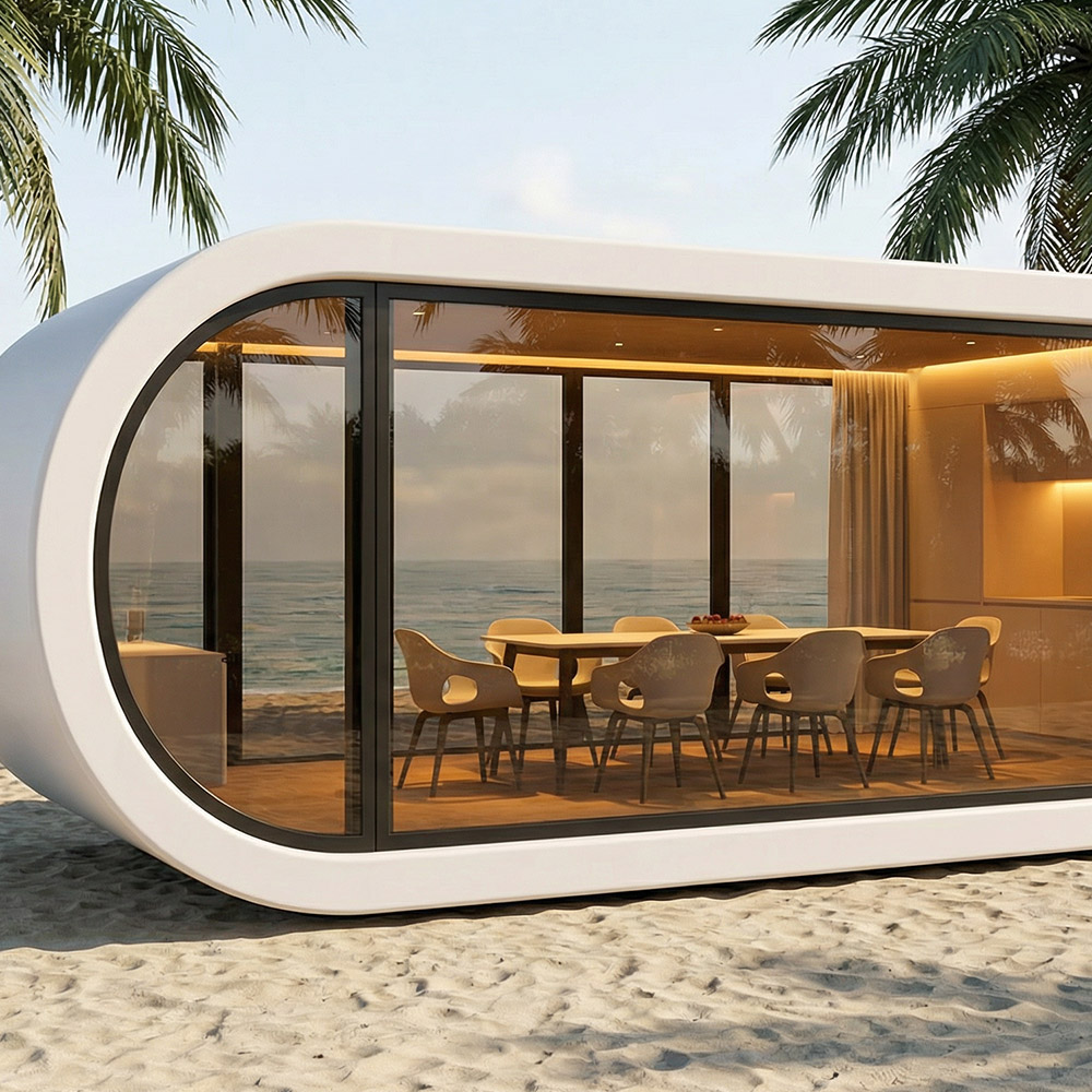 Epäsäännöllisen muotoinen yksikerroksinen irrotettava Apple Cabin kapseli