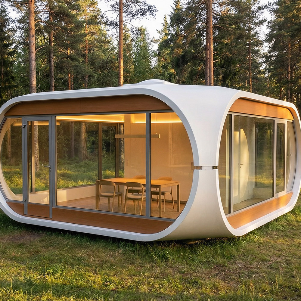 Epäsäännöllisen muotoinen yksikerroksinen irrotettava Apple Cabin kapseli
