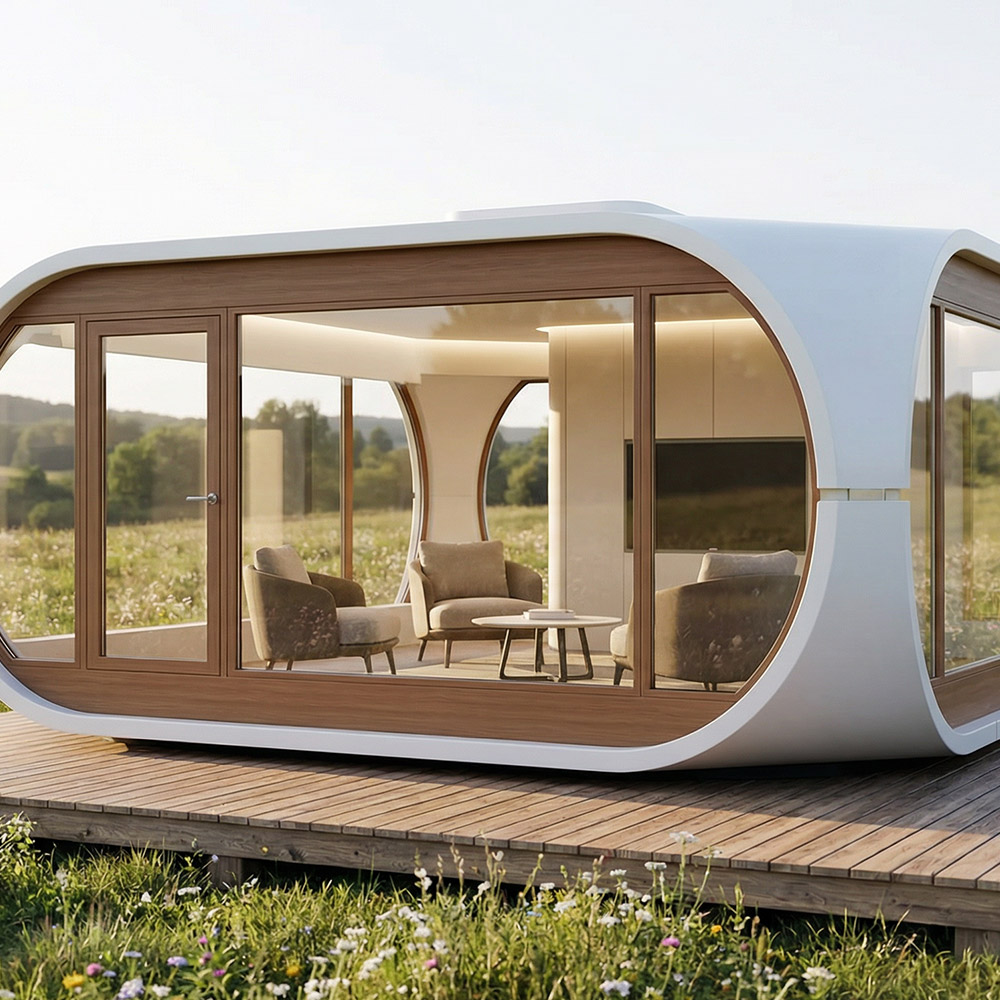 Epäsäännöllisen muotoinen yksikerroksinen irrotettava Apple Cabin kapseli