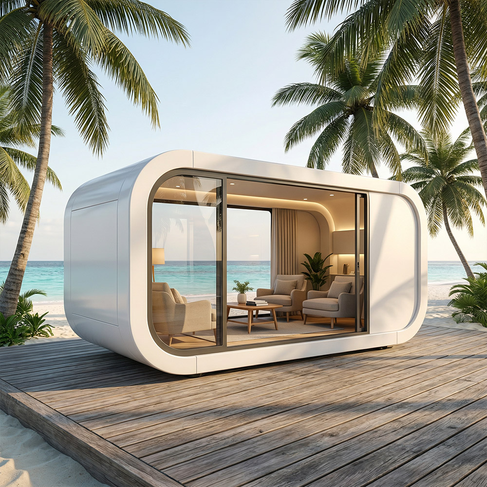 Epäsäännöllisen muotoinen yksikerroksinen irrotettava Apple Cabin kapseli