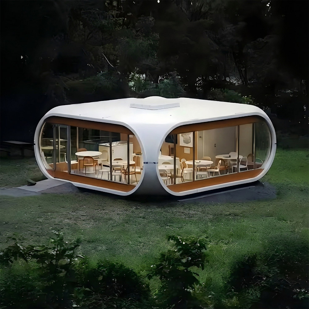 Epäsäännöllisen muotoinen yksikerroksinen irrotettava Apple Cabin kapseli
