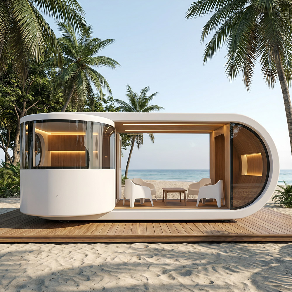Epäsäännöllisen muotoinen yksikerroksinen irrotettava Apple Cabin kapseli