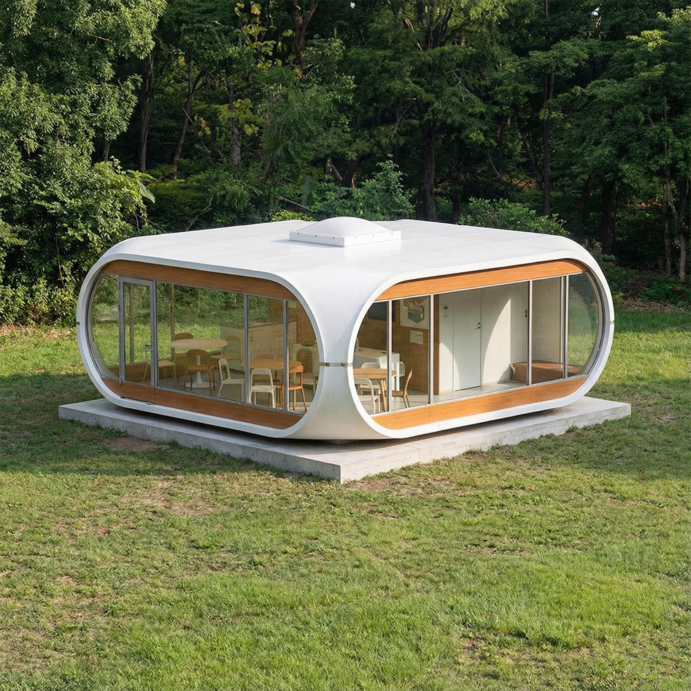 Epäsäännöllisen muotoinen yksikerroksinen irrotettava Apple Cabin kapseli