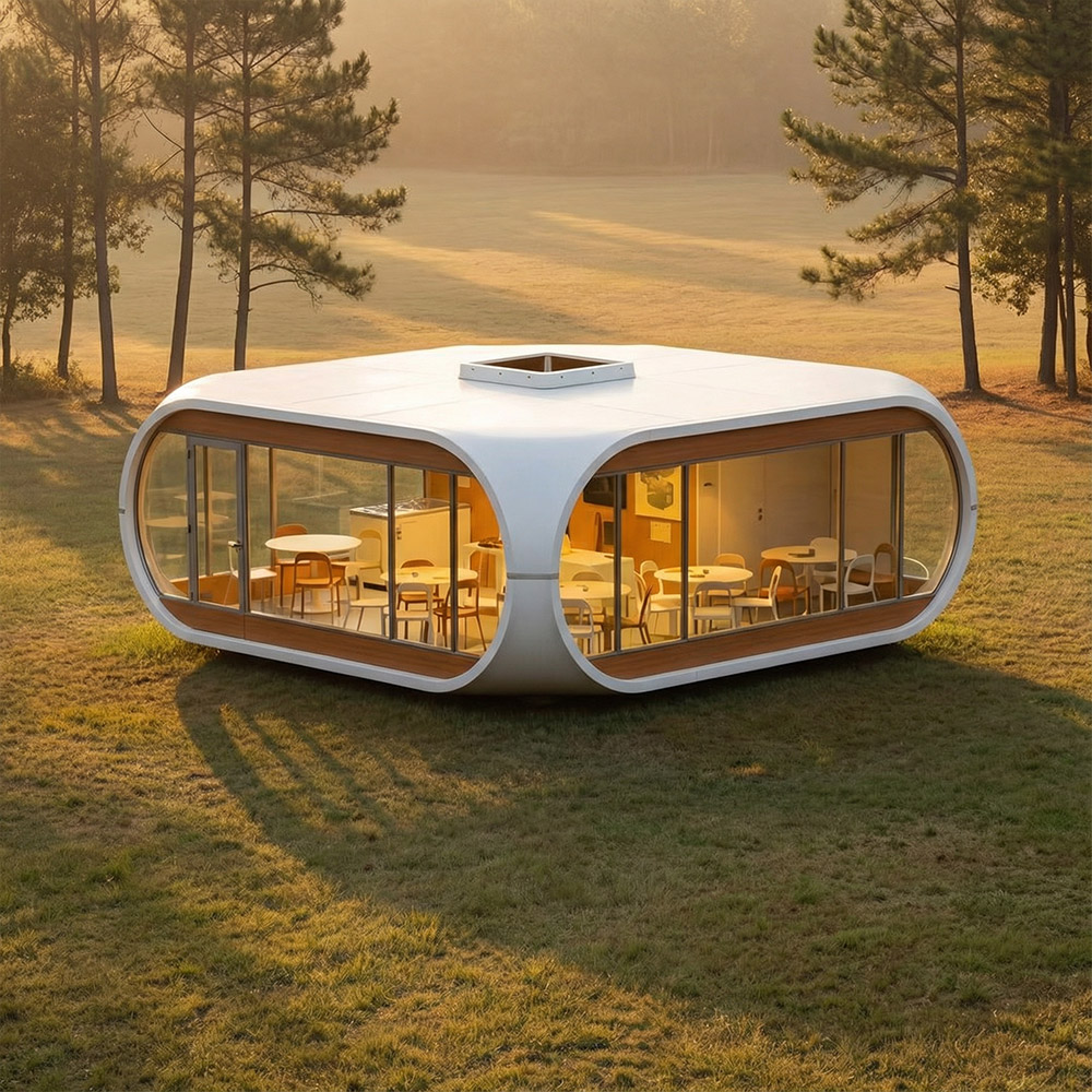 Epäsäännöllisen muotoinen yksikerroksinen irrotettava Apple Cabin kapseli