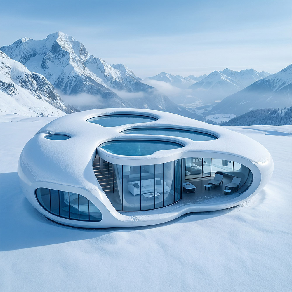 Epäsäännöllisen muotoinen yksikerroksinen irrotettava Apple Cabin kapseli