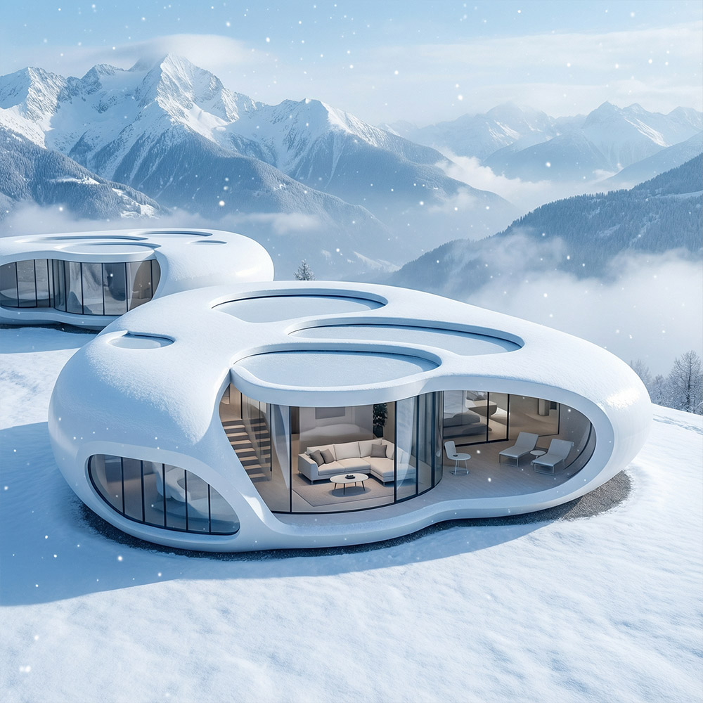 Epäsäännöllisen muotoinen yksikerroksinen irrotettava Apple Cabin kapseli