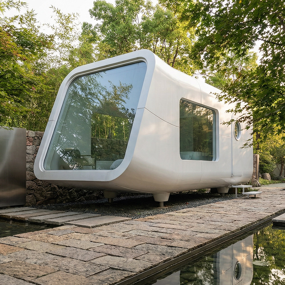 Epäsäännöllisen muotoinen yksikerroksinen irrotettava Apple Cabin kapseli