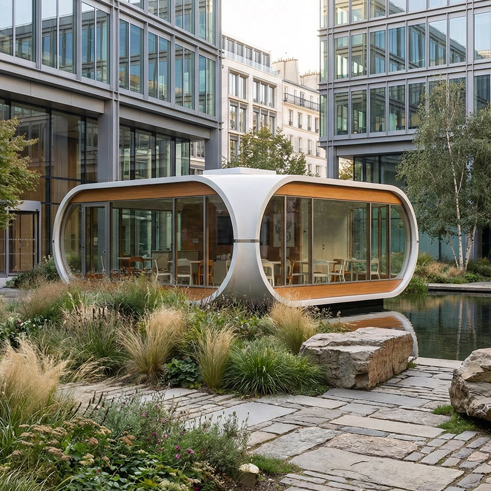 Epäsäännöllisen muotoinen yksikerroksinen irrotettava Apple Cabin kapseli
