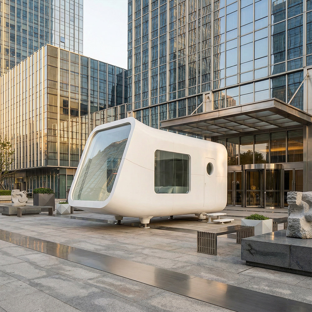 Epäsäännöllisen muotoinen yksikerroksinen irrotettava Apple Cabin kapseli