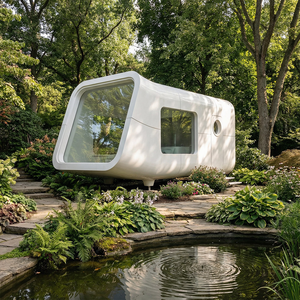 Epäsäännöllisen muotoinen yksikerroksinen irrotettava Apple Cabin kapseli